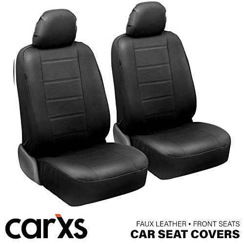 carXS UltraLuxe Faux Leather Car Seat Covers, Front Seats Only  Front Seat Cover Set, Padded for Comfort, Universal Fit for Cars Trucks Vans & SUVs (Black)