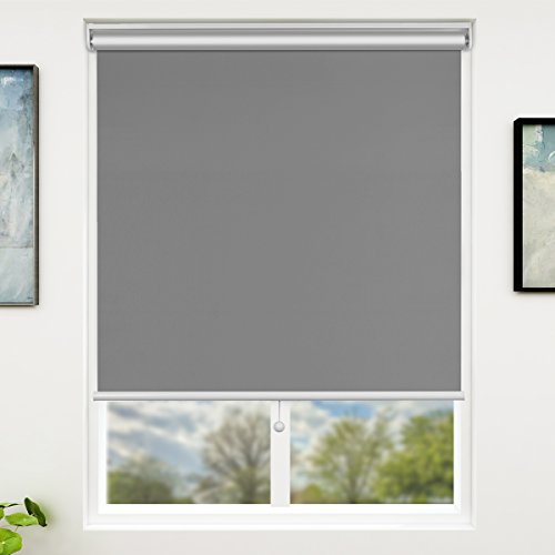 SUNFREE Blackout Window Shades Cordless Window Blinds with Spring Lifting System for Home & Office, 31 x 72 Inch, Grey