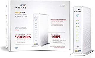 ARRIS Surfboard (24x8) DOCSIS 3.0 Cable Modem Plus AC1750 Dual Band Wi-Fi Router and Xfinity Telephone, 1 Gbps Max Speed, Certified for Comcast Xfinity Only (SVG2482AC) (Renewed)