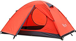 3-4 Season 2 3 Person Lightweight Backpacking Tent Windproof Camping Tent Awning Family Two Doors Double Layer with Aluminum rods Outdoor Camping Family Beach Hunting Hiking Travel (Orange-2 Person)