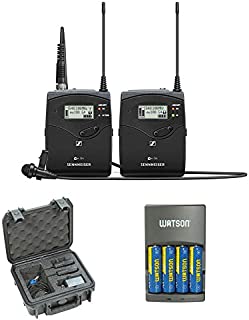 Sennheiser ew 112P G4 Camera-Mount Wireless Microphone System with ME 2-II Lavalier Mic plus SKB iSeries Waterproof System Case and 4-Hour Rapid Charger (4 AA Batteries)