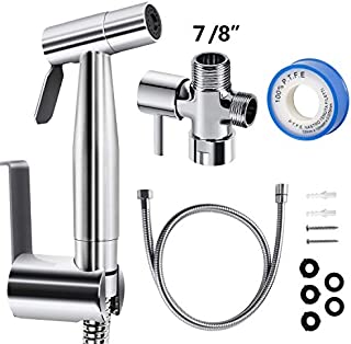 FREDI Handheld Bidet Toilet Sprayer,Stainless Steel Sprayer Attachment with Hose for Feminine Wash, Baby Diaper Cloth Washer Stainless Steel Cleaner and Shower Sprayer for Pet,Wall or Toilet Mount