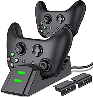 Xbox One Controller Charger, Xbox Controller Charging Station for Xbox One/One X/One S/One Elite, Xbox One Charger with 2 x 800mAh Rechargeable Battery Packs