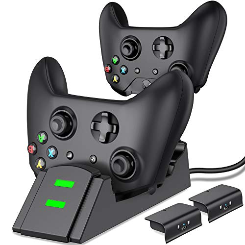 Xbox One Controller Charger, Xbox Controller Charging Station for Xbox One/One X/One S/One Elite, Xbox One Charger with 2 x 800mAh Rechargeable Battery Packs