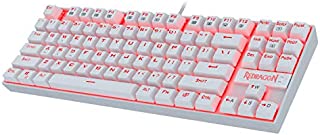 Redragon K552W 60% Mechanical Gaming Keyboard Compact 87 Key Mechanical Computer Keyboard KUMARA USB Wired Cherry MX Blue Equivalent Switches for Windows PC Gamers (White RED LED Backlit)