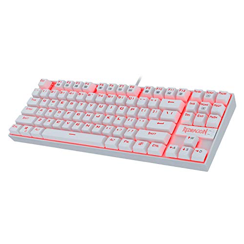 Redragon K552W 60% Mechanical Gaming Keyboard Compact 87 Key Mechanical Computer Keyboard KUMARA USB Wired Cherry MX Blue Equivalent Switches for Windows PC Gamers (White RED LED Backlit)