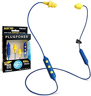 Plugfones Basic Pro Wireless Bluetooth in-Ear Earplug Earbuds - Noise Reduction Headphones with Noise Isolating Mic and Controls (Blue & Yellow)