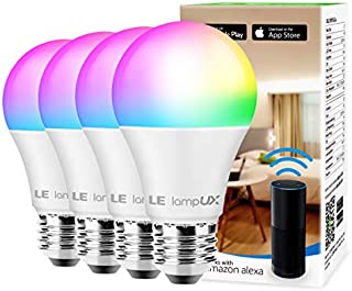 Smart WiFi Light Bulbs, LED Color Changing Lights, Works with Alexa & Google Home, RGBW 2700K-6500K, 60 Watt Equivalent, Dimmable with App, A19 E26, No Hub Required, 2.4GHz WiFi (4 Pack)