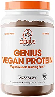 Genius Vegan Protein Powder  Plant Based Lean Muscle Building Shake | Best Pea + Pumpkin Protein Sources  Ideal Lean Body Shake for Men & Women  All in One Nutritional Sport Drink (Dairy Free)