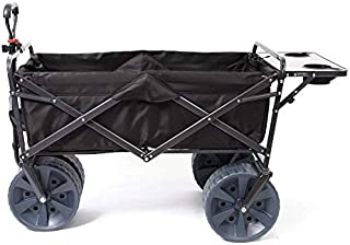 Mac Sports Heavy Duty Collapsible Folding All Terrain Utility Wagon Beach Cart with Table - Black