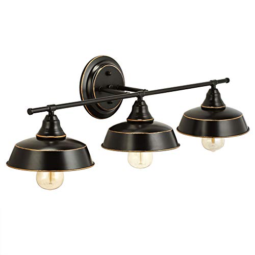 CO-Z 3 Light Wall Sconce Light Fixture Industrial Style, Metal Wall Mount Lamp in Oil Rubbed Bronze Finish for Bathroom Bedroom Vanity Table Mirror Cabinets Dressing Table Cafe, ETL. (3 Light)