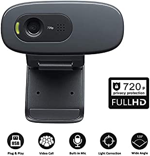 HD 720p Webcam with Microphone, Computer Web Camera USB Mac Laptop or Desktop Web Cam for Streaming, Video Calling and Recording 