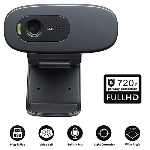 HD 720p Webcam with Microphone, Computer Web Camera USB Mac Laptop or Desktop Web Cam for Streaming, Video Calling and Recording 