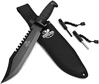 Mossy Oak Survival Knife, 15-inch Fixed Blade Hunting Bowie Knife with Sharpener and Fire Starter, for Camping, Tactical, Outdoor