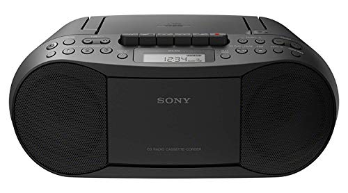 Sony CFDS70-BLK CD/MP3 Cassette Boombox Home Audio Radio, Black, With Aux