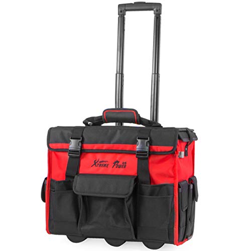 XtremepowerUS Rolling Tool Bag with Wheels Organizer Telescoping Handle 18