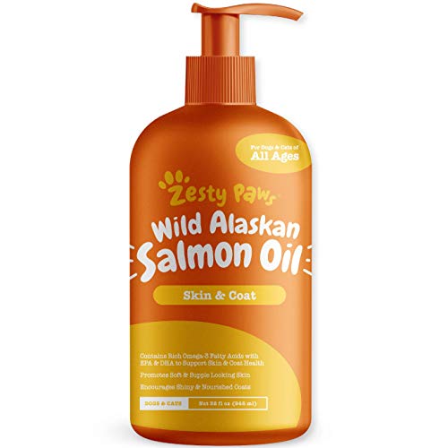 Pure Wild Alaskan Salmon Oil for Dogs & Cats - Supports Joint Function, Immune & Heart Health - Omega 3 Liquid Food Supplement for Pets - Natural EPA + DHA Fatty Acids for Skin & Coat - 32 FL OZ