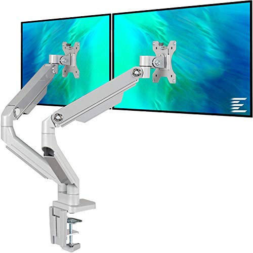 EleTab Dual Arm Monitor Stand - Height Adjustable Desk Monitor Mount Fits for 2 Computer Screens 17 to 32 inches - Each Arm Holds up to 17.6 lbs