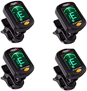 Clip On Guitar Tuner For All Instruments, Ukulele, Guitar, Bass, Mandolin, Violin, Banjo, Large Clear LCD Display For Guitar Tuner. 4pack