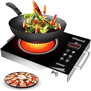 Portable Induction Cooktop induction stove Countertop Burner, 2200 W 120-Volts Induction Cooker with Timer Temperature Control, Smart Touch Sensor Electric Ceramic Cooker Glass Plate Cooktop for Stainless Steel All Cookware