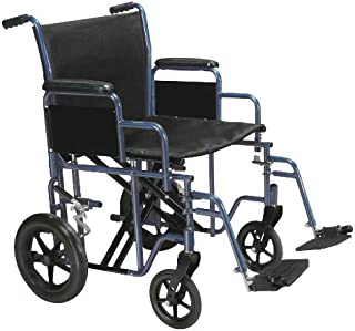 Drive Medical Bariatric Heavy Duty Transport Wheelchair with Swing-Away Footrest, Blue, 22 Inch