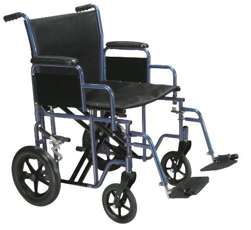 Drive Medical Bariatric Heavy Duty Transport Wheelchair with Swing-Away Footrest, Blue, 22 Inch