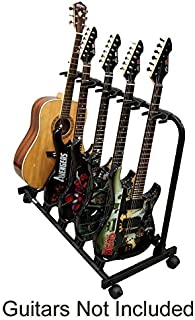 5 Guitar Rolling Cart Stand Pro Audio Stage, Studio or Display Rubber Divider Electric or Acoustic Guitar Holder