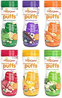 Happy Baby Organic Superfood Puffs Assortment Variety Packs 2.1 Ounce (Pack of 6)