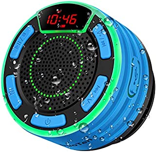 Bluetooth Speakers, DuoTen IPX7 Waterproof Wireless Portable Bluetooth Speakers w/LED Display, FM Radio, Suction Cup, Light Show, Loud Stereo Sound and Bass for Shower, Pool, Party, Travel, Outdoors