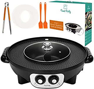 Food Party 2 in 1 Electric Smokeless Grill and Hot Pot