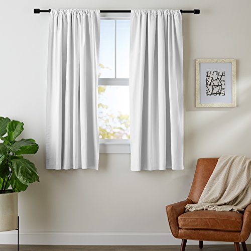 AmazonBasics Room Darkening Blackout Window Curtains with Tie Backs Set, 52