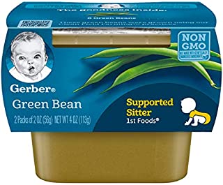 Gerber 1st Foods, Green Bean Pureed Baby Food, 2 Ounce Tubs, 2 Count (Pack of 8)