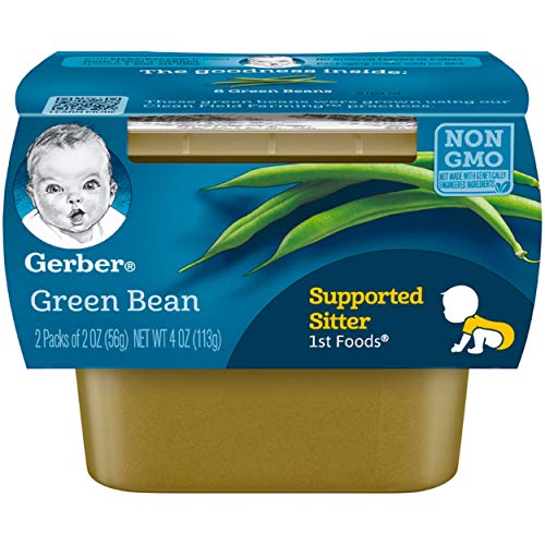 Gerber 1st Foods, Green Bean Pureed Baby Food, 2 Ounce Tubs, 2 Count (Pack of 8)