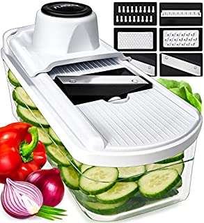 Mandoline Slicer Vegetable Slicer Mandoline - Potato Slicer Food Slicer Veggie Slicer Cutter Slicers for Fruits and Vegetables - Fruit Slicer Onion Slicer Julienne Slicer with Glass Container