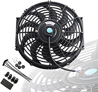 MOSTPLUS Black Universal Electric Radiator Slim Fan Push/Pull 12V + Mounting Kit (12 Inch)