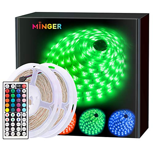 MINGER Led Strip Lights 32.8ft, for Home, Kitchen, Bedroom, Dorm Room, Remote Control, RGB