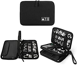 Electronics Organizer, Jelly Comb Electronic Accessories Cable Organizer Bag Waterproof Travel Cable Storage Bag for Charging Cable, Cellphone, Mini Tablet (Up to 7.9'') and More (All Black)