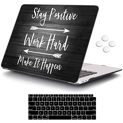 iCasso MacBook Air 13 Inch Case 2020 2019 2018 Release A2337/A2179/A1932 with Retina Display Touch ID, Durable Hard Plastic Shell Case and Keyboard Cover Compatible MacBook Air 13 - Stay Positive