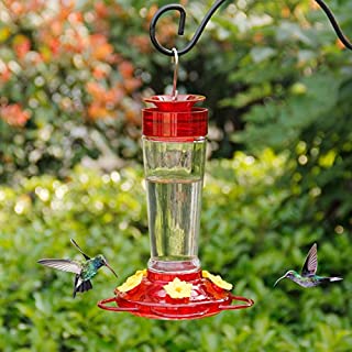 Shrdaepe Hummingbird Feeder, Glass Bottle Bird Feeders, 5 Feeding Ports, 10-Ounce Nectar Capacity