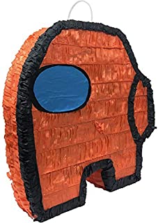 Impostor Gaming Themed Crewmate Mini Pinata Doubles As Classic Party Game Or Decoration Piece for Kids Birthday Parties (Orange)