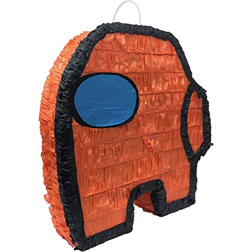 Impostor Gaming Themed Crewmate Mini Pinata Doubles As Classic Party Game Or Decoration Piece for Kids Birthday Parties (Orange)