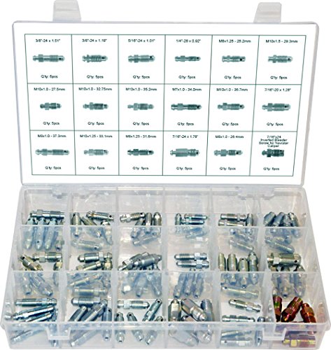 SWORDFISH 30300 Brake Bleeder Screw Nipple Assortment, 90 Piece