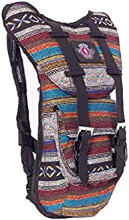 Dan-Pak Rave Hydration Pack 2l-Forager -Black and Blue Woven Tribal Design - Perfect for Music Festivals and Camping!