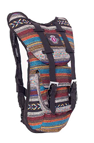 Dan-Pak Rave Hydration Pack 2l-Forager -Black and Blue Woven Tribal Design - Perfect for Music Festivals and Camping!