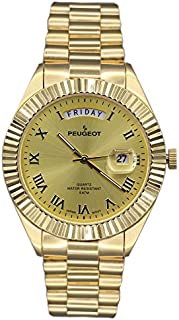 Peugeot Men's 1029G All Gold Coin Edge Bezel Watch