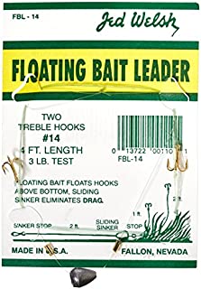 Jed Welsh Fishing 3 Pack Floating Bait Leader Size 14 Hook Rigs