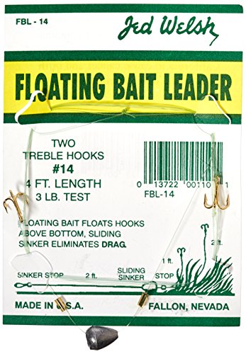 Jed Welsh Fishing 3 Pack Floating Bait Leader Size 14 Hook Rigs