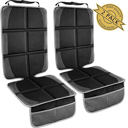 Car Seat Protector,(2 Pack) Large Auto Car Seat Protectors for Child Baby Safety Seat,Thick Padding Carseat Kick Mat with Organizer Pockets,Vehicle Dog Cover Pad for SUV Sedan Leather Seats