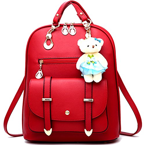 Backpack Purse for Women Large Capacity Leather Shoulder Bags Cute Mini Backpack for Girls,Burgundy