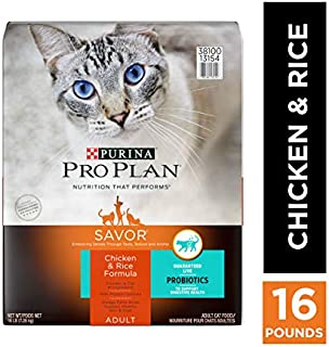 Purina Pro Plan High Protein, Probiotics Dry Cat Food, SAVOR Chicken & Rice Formula - 16 lb. Bag